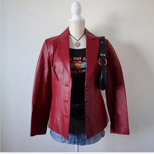 Vintage 90s Burgandy Leather Jacket